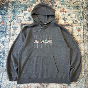 Vintage Looney Tunes Spellout Pullover Fleece Hoodie Large